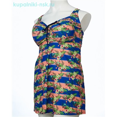 318001 цветы Купальник раздельный платье (56-64)