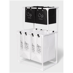 Корзина для белья складная Доляна, 56×39×95 см, чёрная, белая