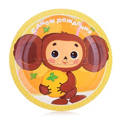 Тарелки бумажные Чебурашка 6 шт, 23 см, пакет+хедер