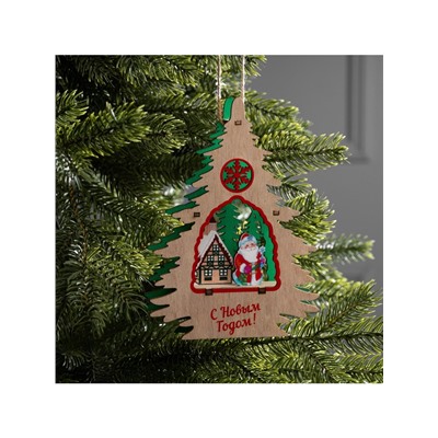 Подвеска световая «Дед Мороз», 13×3×18 см, 6 LED, от батареек, свечение тёплое белое