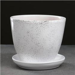 Горшок для цветов «Настроение», 1 л, d=15 см, h=13 см, керамика, с поддоном, белый