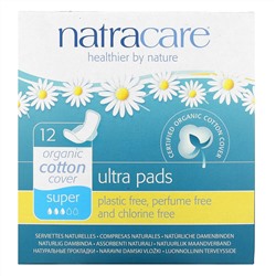 Natracare, Прокладки Ultra, поверхность из органического хлопка, Super, 12 штук