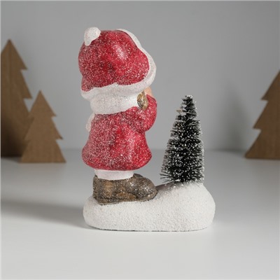 Фигурка светящаяся керамика «Малышка в красном платьице у ёлочки», 11.7×7×16 см