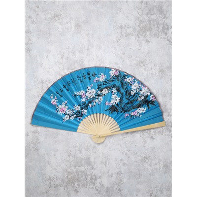 Веер 50 см бамбуковая основа Синий с Сакурой / 622-11 /уп 50/200/742903