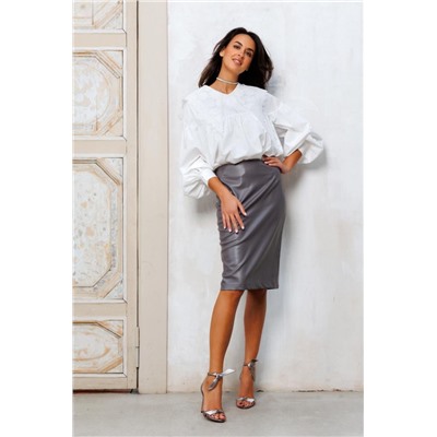 Юбка - карандаш экокожа 365 (Серый)