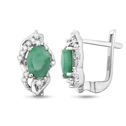 Серьги из серебра изумруд, Агата