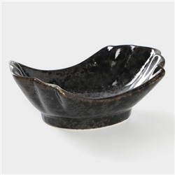 Салатник Magistro «Ночной дождь», 13×8×4.5 см, фарфор, чёрный