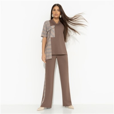 Брючный костюм с карманами, Современная утонченность (brown, 2 в 1)