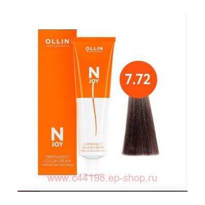 OLLIN "N-JOY" 7/72 – русый коричнево-фиолетовый, перманентная крем-краска для волос 100мл