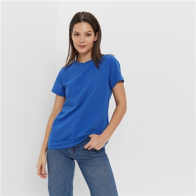 Футболка женская однотонная MINAKU: Basic line, цвет электро, размер 54