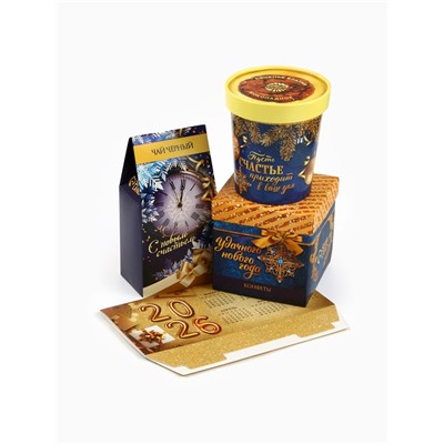 Подарочный набор новогодний «С Новым годом»: чай (50 г), конфеты (110 г), печенье брауни (120 г)