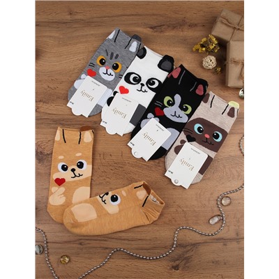 Носки р. 35-40 Кошка короткие / L812 /уп 10/500/1200/ ОДНА ПАРА/ МАРКА