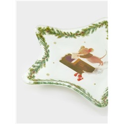 Блюдо сервировочное новогоднее Доляна «Новогодние зверята», d=15 см, стекло, белое