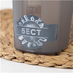 Ёмкость для сыпучих продуктов IDEA «Бест», 1.5 л, 9.5×19×14 см, прозрачная, крышка серая
