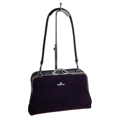 Женская сумка из искусственной кожи и натуральной замши, цвет шоколад