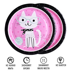 Набор посуды одноразовой "Гламурный кот" тарелки (10 шт)