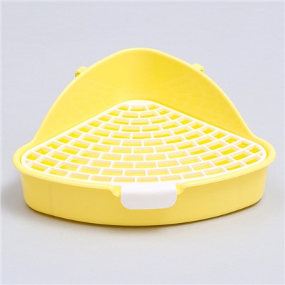 Туалет для кроликов и хорьков «Пижон», 24×18×11 см, угловой, пластик, жёлтый