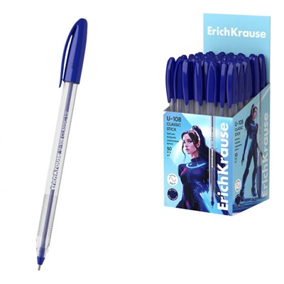 Ручка шариковая U-108 Classic Stick Ultra Glide Technology синяя 1.0мм 47564 ErichKrause