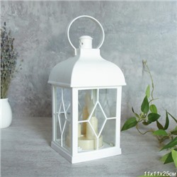 Светильник фонарь настольный Новогодний 21 см белый / YR02594W /уп 48/от батареек