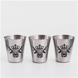 Стопки в чехле KING, нержавеющая сталь, набор 3 шт. × 30 мл