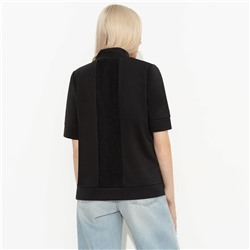 Водолазка комбинированная с кружевом, Фирменное приветствие (черная, со вставкой)