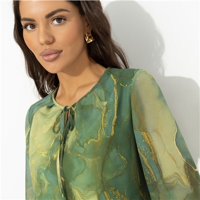 Платье приталенное на подкладе, Летящие мгновения (green, new)