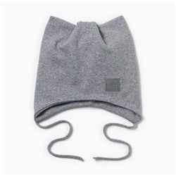 Шапка детская Кошка, цвет серый меланж, размер 50-54