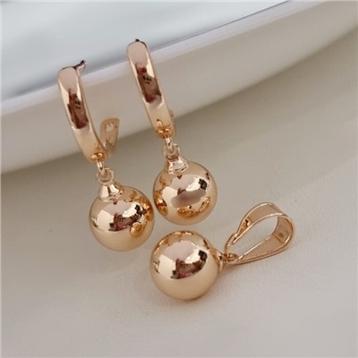 Комплект ювелирной бижутерии коллекция "Дубай" серьги и кулон, покрытие позолота, арт.215.494