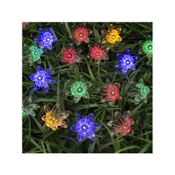 Гирлянда «Нить», 4.5 м, уличная, с насадками «Цветок», IP44, 30 LED, 2 режима, солнечная батарея, тёмная нить, свечение мульти