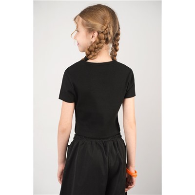 Укороченная футболка в рубчик для девочки Happyfox