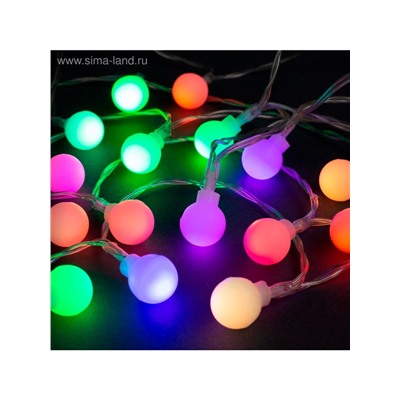 Гирлянда «Нить» 3 м с насадками «Шарики», IP20, прозрачная нить, 20 LED, батарейки AAх3 (нет в комплекте), свечение мульти