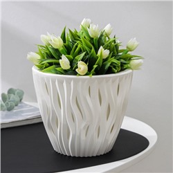 Кашпо для цветов со вставкой «Вдохновение», 2.25 л, d=17.5 см, h=15 см, белое