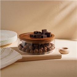 Фруктовница SL Home «Южная акация», 1 л, 19×6 см, с крышкой, стекло, прозрачная
