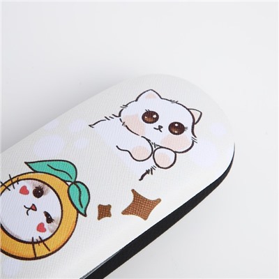 Футляр для очков на хлопушке, длина 16 см, бежевый