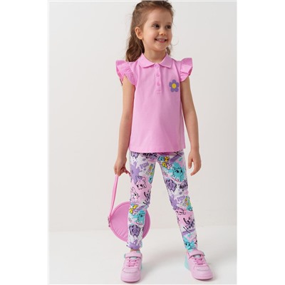 Джемпер трикотажный с воротником поло для девочек PLAYTODAY, 1241966