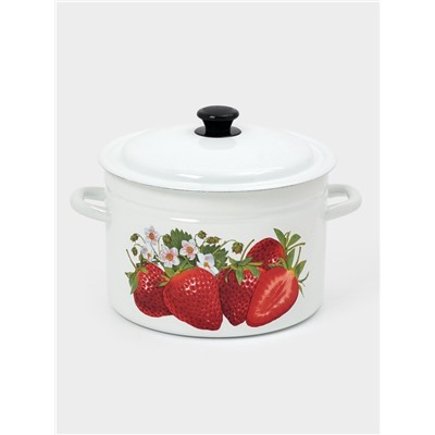 Кастрюля эмалированная, 8 л, d=26.5 см, с крышкой, цилиндрическая, белая