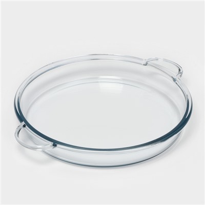 Блюдо для запекания Paşabahçe Borcam, 2.4 л, d=31.6 см, стекло, с ручками, прозрачное