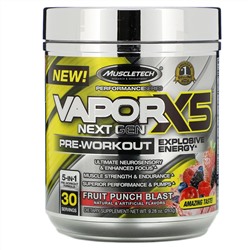 Muscletech, VaporX5, Next Gen, предтренировочная добавка, фруктовый пунш, 263 г (9,28 унции)