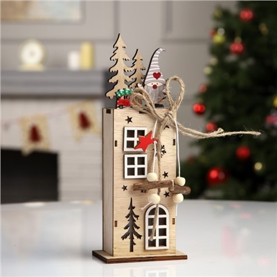 Светодиодная фигура «Фабрика подарков» 7.5×22×5 см, дерево, батарейки LR1130×3 (в комплекте), свечение тёплое белое