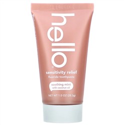 Hello, Sensitivity Relief Fluoride Toothpaste, Soothing Mint with Coconut Oil, 1 oz (28.3 g)