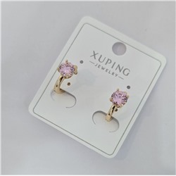 Серьги коллекция "Xuping" покрытие позолота, вставка: фианит, цвет: розовый, арт.004.010