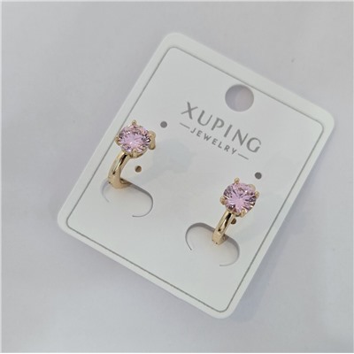 Серьги коллекция "Xuping" покрытие позолота, вставка: фианит, цвет: розовый, арт.004.010