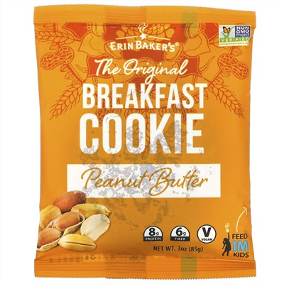 Erin Baker's, The Original Breakfast Cookie, Peanut Butter, 12 Cookies,  3 oz (85 g) Each