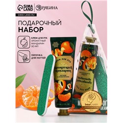 Новогодний подарочный набор косметики «Мандаринового настроения», крем для рук 30 мл и пилка для ногтей, Чистое счастье