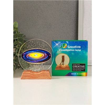 Световая фигурка стекло «Диск. Голограмма: Млечный путь», 5×LED, d=10 см, USB, цветной, 10×4×11.4 см