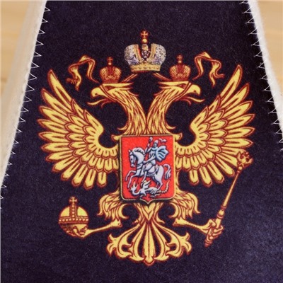 Шапка для бани и сауны «Герб России», полиэфир 70%, шерсть 30%, с принтом, «Добропаровъ»