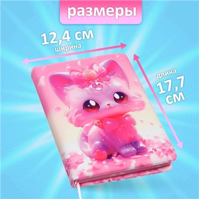Записная книжка подарочная, 96 листов в линейку, 3D Кошка, 17.7×12.4 см
