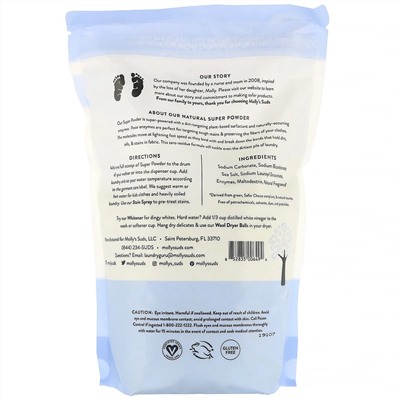 Molly's Suds, Super Powder, стиральный порошок, океанская свежесть, 60 загрузок, 1,7 кг