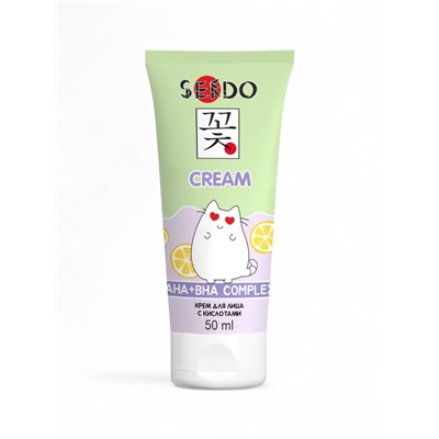 Крем для лица Sendo с кислотами AHA + BHA, для жирной и комбинированной кожи, 50 мл