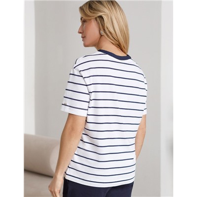 Свободная футболка в полоску из премиального хлопка с эластаном